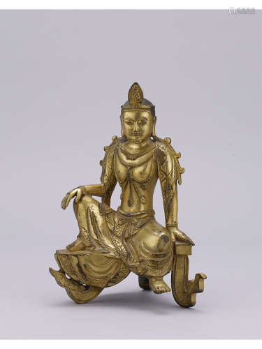 銅鎏金自在觀音菩薩像