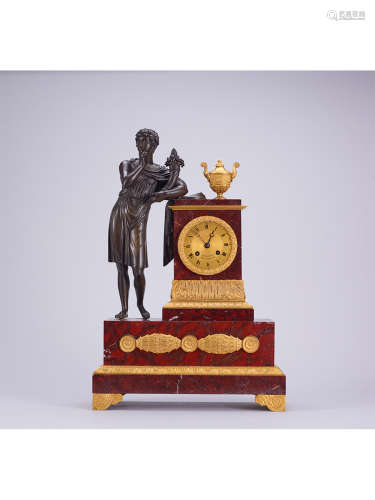 銅鎏金希臘青年西洋座鐘 19世紀