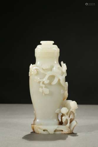 A white jade carved vase group