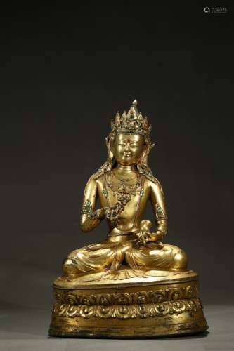 Exceptional gilt copper alloy figure of Vajrasattva