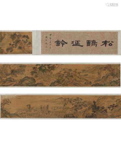Shen Quan: color and ink on silk 'cranes' painting