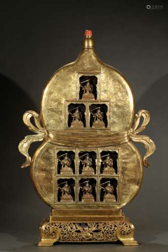 An Imperial gilt-bronze double gourd shrine