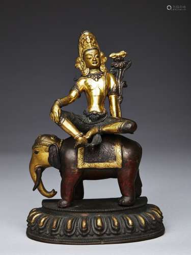 A gilt-bronze figure of Samantabhadra