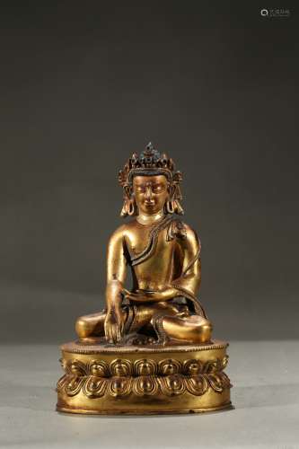A gilt-bronze figure of bodhisattva