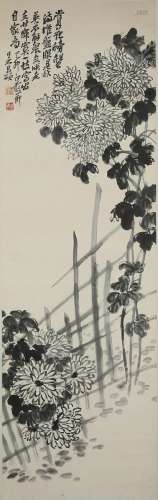 Wu Changshuo: ink on paper 'chrysanthemum' painting