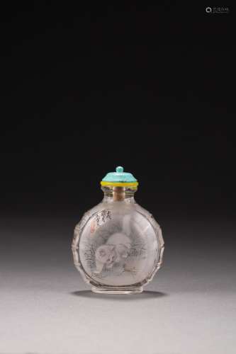 Wang Xisan: Inside-painted crystal 'cat' snuff bottle