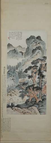 Tang Yun: color and ink 'Hermit in Mountain' painting