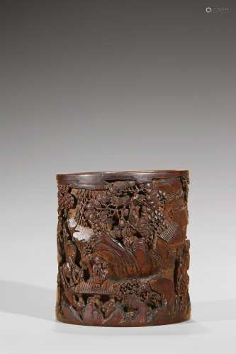 A bamboo carved brushpot