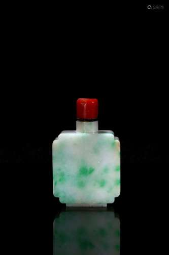 A jadeite carved rectangular snuff bottle