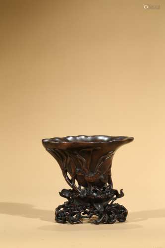 An agarwood carved libation cup