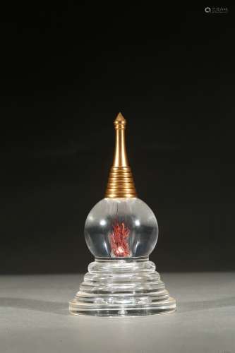 A stupa model containing sarira and Tibetan saffron