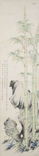 Lu Xiaoman: color and ink 'bamboo and rock' painting