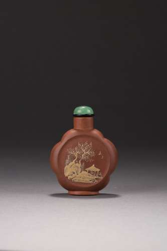 A Yixing 'landscape' snuff bottle