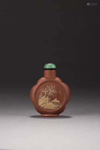 A Yixing 'landscape' snuff bottle