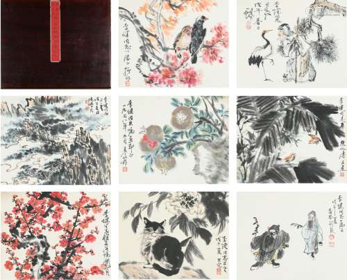 Various artist's: color and ink six-leaf album painting