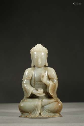 A celadon jade carving of bodhisattva