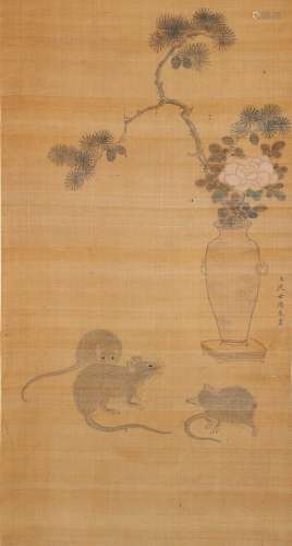 Shen Shiru: ink and color on silk painting