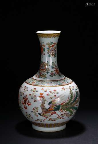 A famille rose 'dragon and phoenix' bottle vase