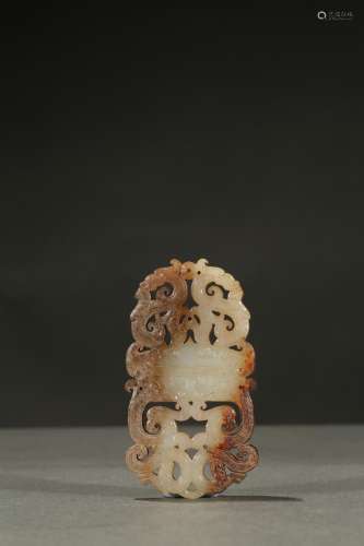 A russet and white jade openwork plaque