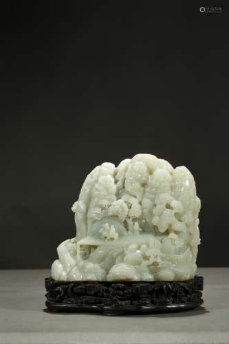 A white jade 'village' mountain boulder