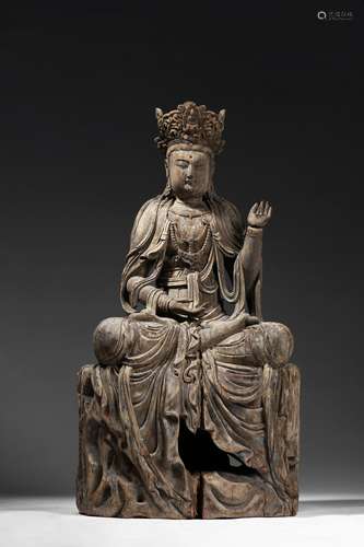 A very large wood carving of bodhisattva