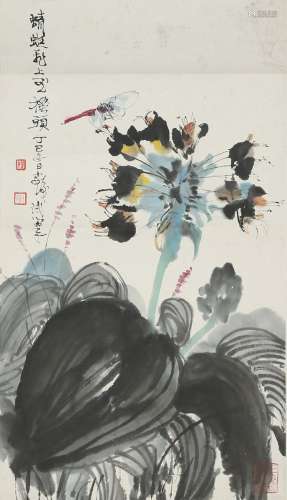 Cheng Shifa: color and ink on paper 'dragonfly' painting