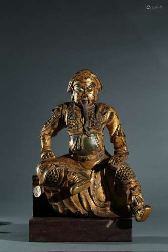 A gilt-bronze figure of Guandi