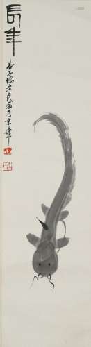 Qi Baishi: ink on paper 'catfish' painting