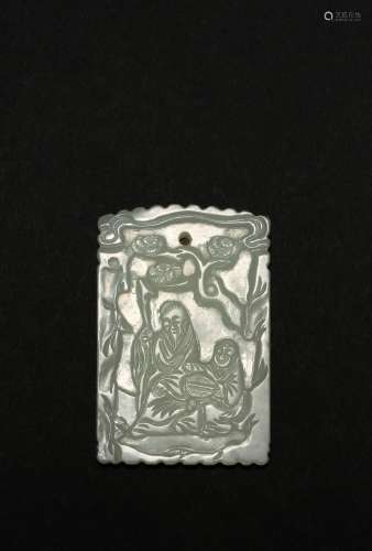 A white jade 'elder and attendant' plaque