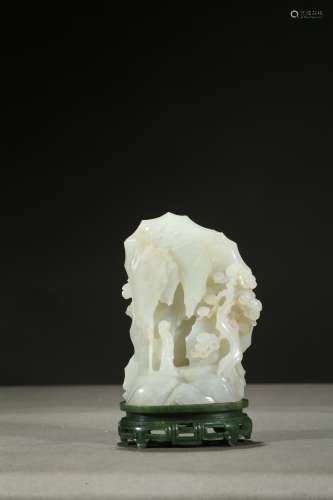 A white jade 'scholar' mountain boulder
