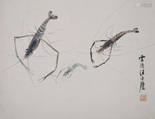 Wang Yacheng: color and ink shrimp painting