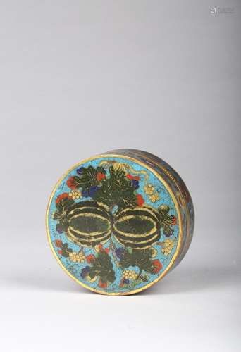 A small cloisonne enamel 'melon' circular cover box