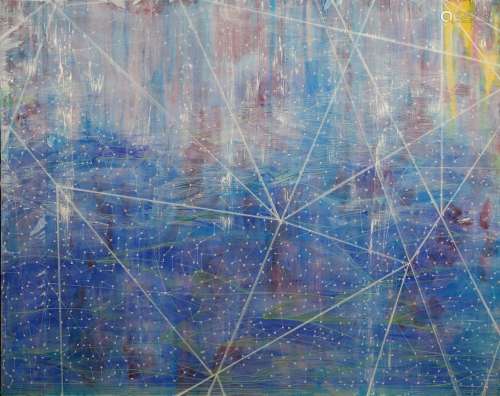An oil on canvas 'constellation' painting
