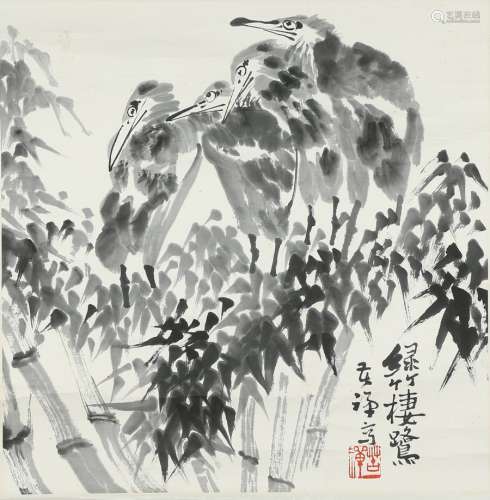 Li Kuchan: ink on paper 'egrets' painting