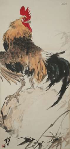 Liu Jiyou: color and ink 'rooster' painting