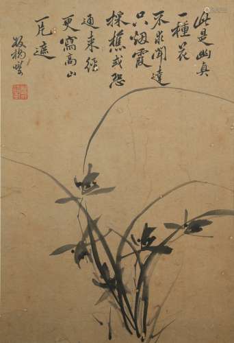Zheng Xie: ink on paper 'orchids' painting