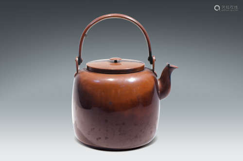 19世紀.日本山田新堂製赤銅壺