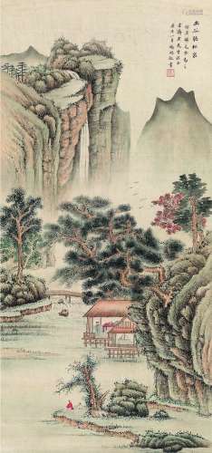冯超然（1882～1954） 幽谷听松泉 立轴 设色绢本