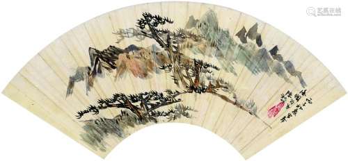 陈秋草（1906～1988） 山水 扇面 设色纸本