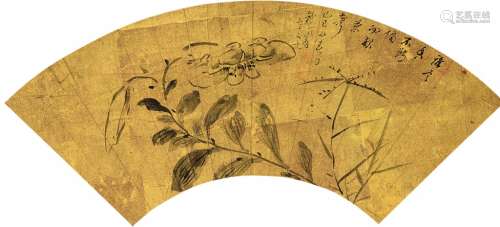 铁翁（1789～1871） 寒香图 扇面单挖立轴 水墨泥金笺