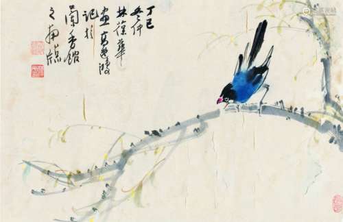 高逸鸿（1908～1982） 林葆华（#） 花鸟 镜片 设色纸本