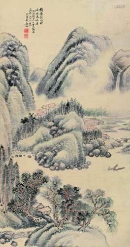 姜筠（1847～1919） 春溪图 立轴 设色纸本