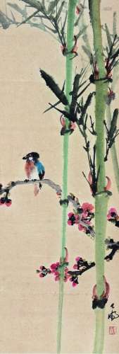 吴公虎（1904～1977） 花鸟 镜片 设色纸本