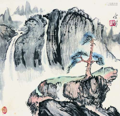 钱瘦铁（1897～1967） 山水 立轴 设色纸本