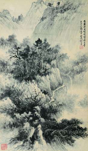 俞子才（1915～1992） 山水 立轴 水墨纸本