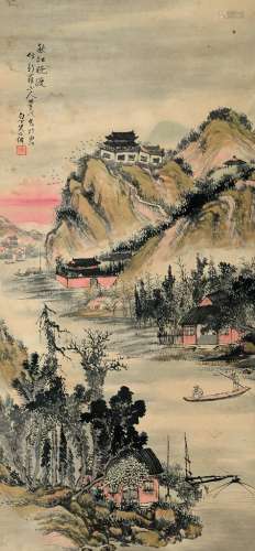 吴石僊（1845～1916） 山水 立轴 设色纸本