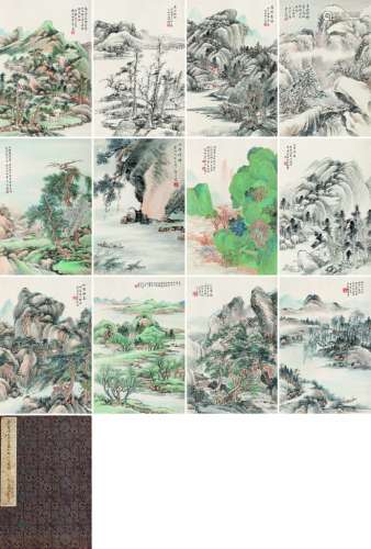 吴青霞（1910～2008） 仿古山水 （十二帧） 册页 设色纸本