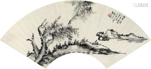 郑文焯（1856～1918） 山水 扇面 水墨纸本