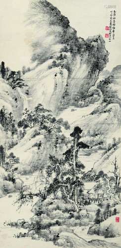 萧俊贤（1865～1949） 仿古山水 立轴 水墨纸本
