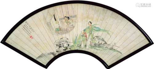吴淑娟（1853～1931） 人物 扇面 设色纸本